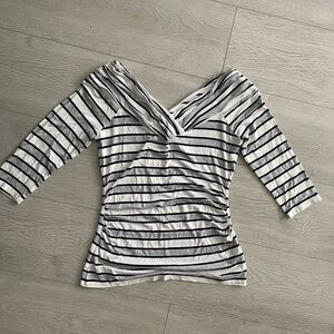 White House black market Striped V-Neck Women's Top size Small